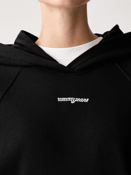 Суичър с качулка Tommy Jeans с качулка черно