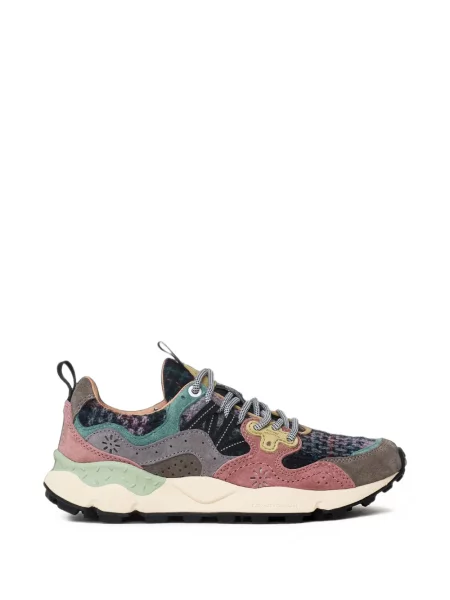 Sneakerși Flower Mountain din piele de căprioară cu model floral roz