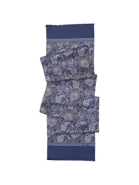 Reversibil fular Elizabetta cu model paisley albastru