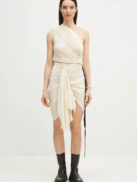 Rick Owens rochie din Fog mini mulata bej