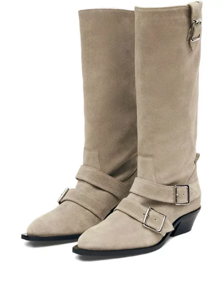 Botine Alohas din piele de căprioară cu cataramă