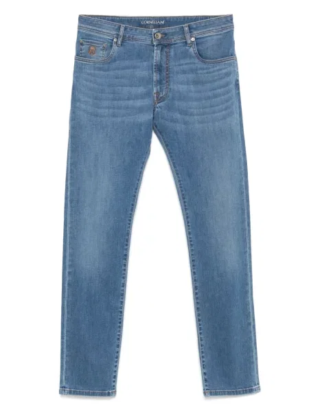 Džíny Corneliani s výšivkou modré