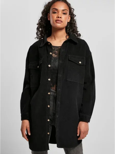 Długa koszula Urban Classics sztruksowa czarna