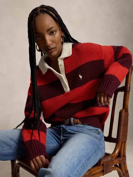 POLO RALPH LAUREN De lână pulover Rugby | Relaxed fit roșu