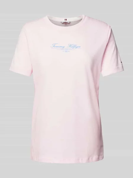 T-shirt z nadrukiem z logo różowa