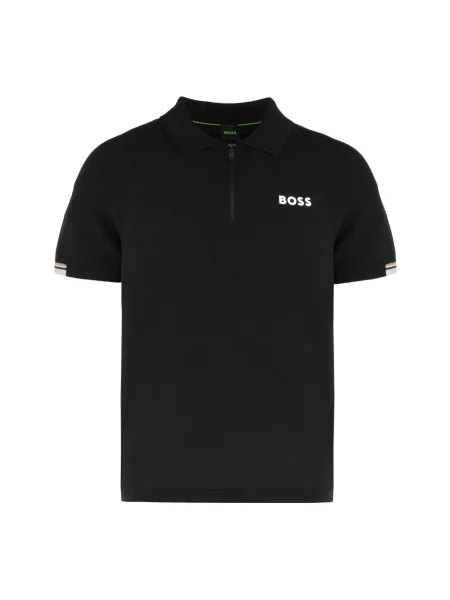 Krótka koszulka polo Boss z krótkim rękawem czarna