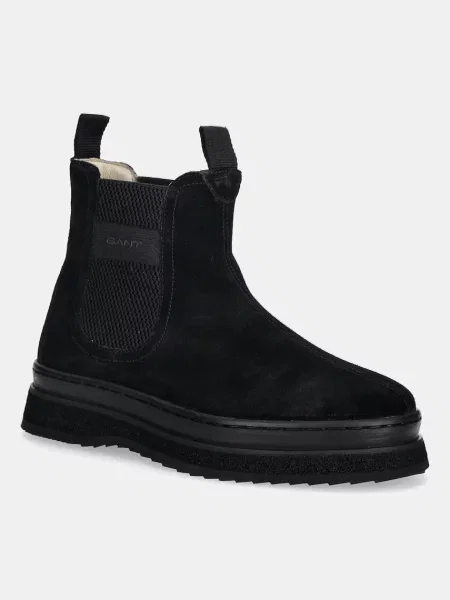 Gant botine din piele întoarsă Sistown cu platformă negru