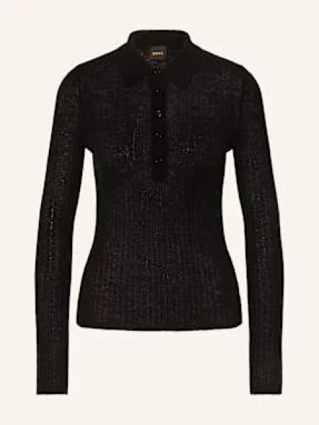 Boss Koszulka Polo Z Dzianiny Fuganel schwarz czarne