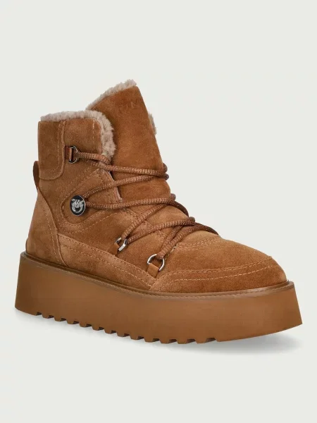 Pinko Bocanci Martina 01 | piele întoarsă | shearling maro