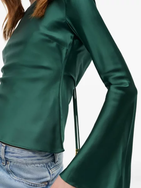 Bluză Ganni din satin verde