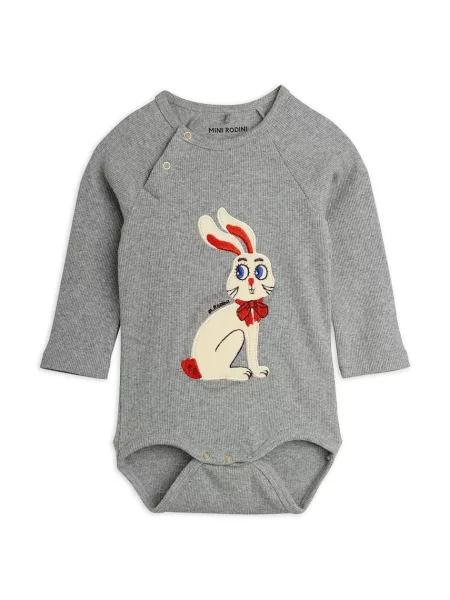 Mini Rodini body detské s elastanom Rabbits sivá