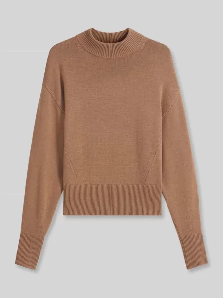 Sweter Hugo z okrągłym dekoltem beżowy