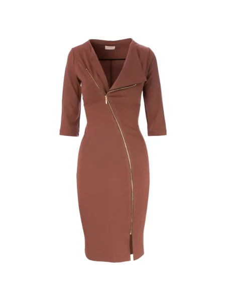 Rochie midi Roserry până la genunchi de costum maro