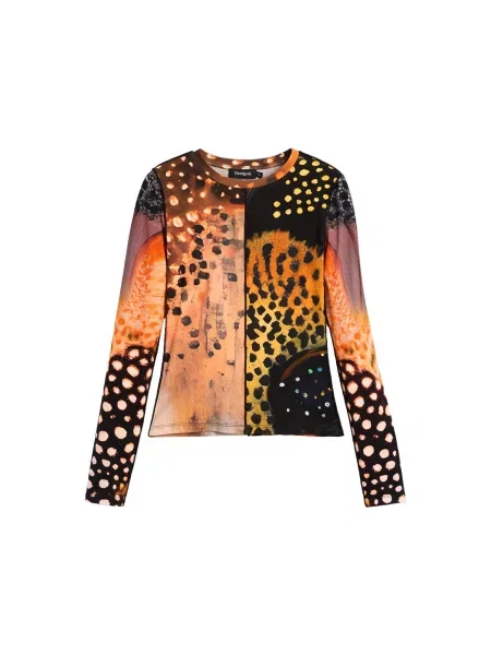Desigual Tricou galben / portocaliu / portocaliu pastel negru
