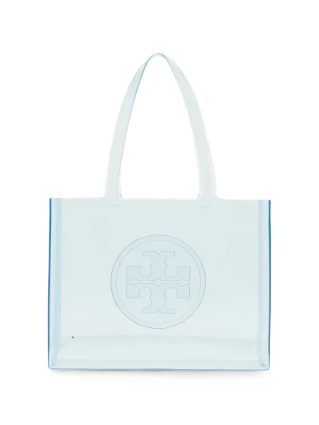 Geantă shopper Tory Burch cu autograf albastru