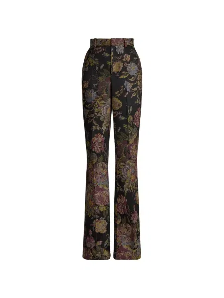 Pantaloni Ralph Lauren Collection cu model floral din jacard negru