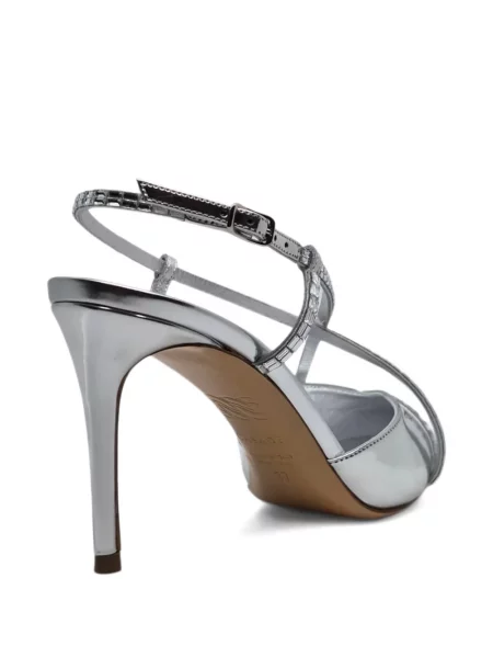 Pantofi cu toc Casadei slingback de cristal argintiu