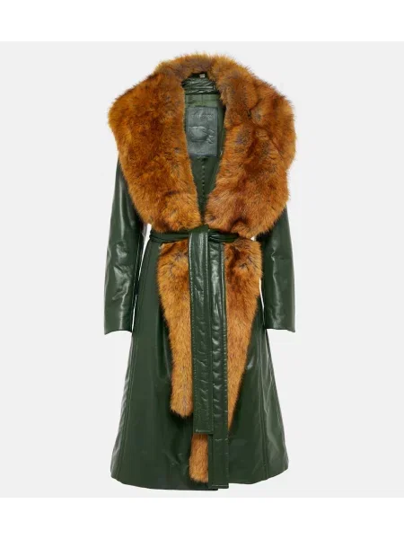 Futro Burberry skórzane zielone