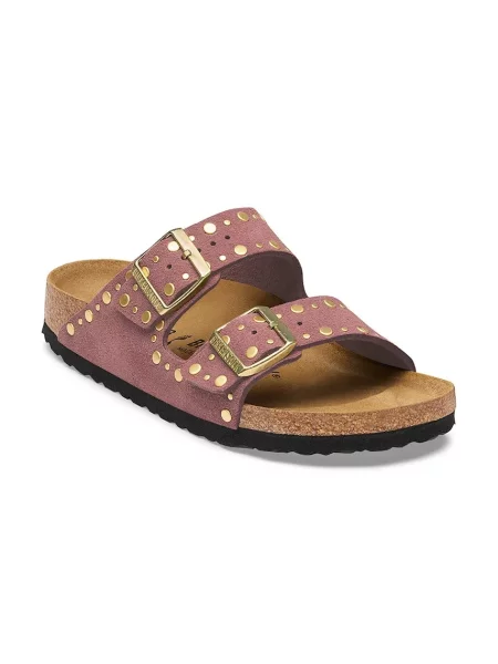 Birkenstock šľapky dámske semišové Arizona Rivets Suede Leather ružová