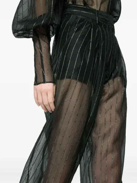 Pantaloni Genny cu dungi transparente negru