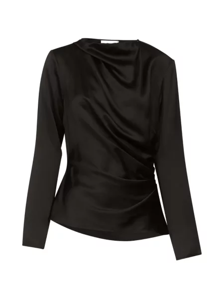 Top Loulou De Saison din satin drapat negru