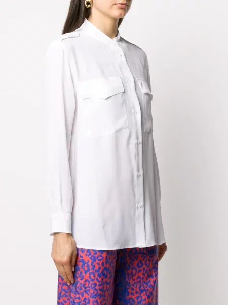 Cămașă Dondup cu buzunare la piept alb