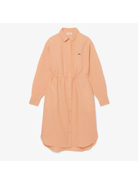 Lacoste Sukienka Koszulowa Oversize Z Mieszanki Lnu różowa