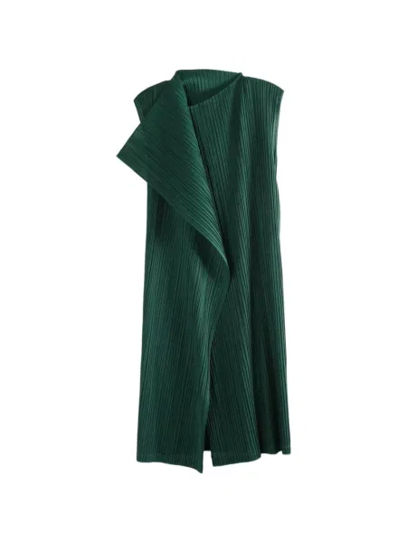 Rochie midi Pleats Please Issey Miyake drapată verde