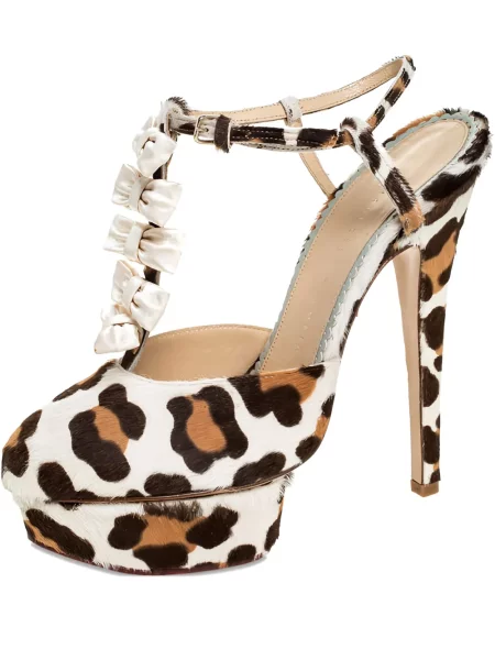 Sandale Charlotte Olympia cu funde cu model leopard
