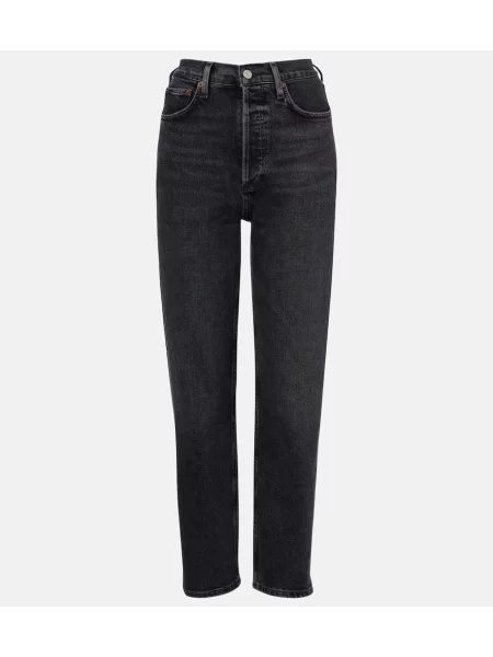 Talia proste jeansy Agolde z wysoką talią szare