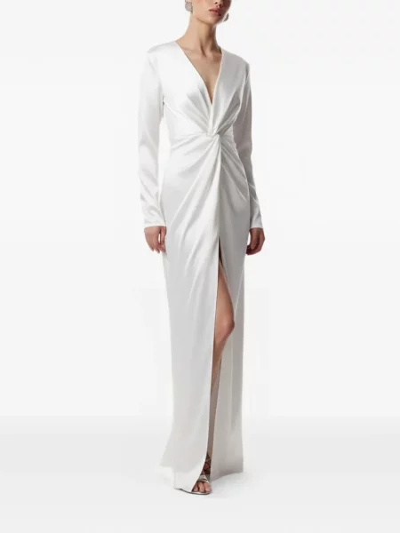 Rochie Framboise cu decolteu în V de costum alb