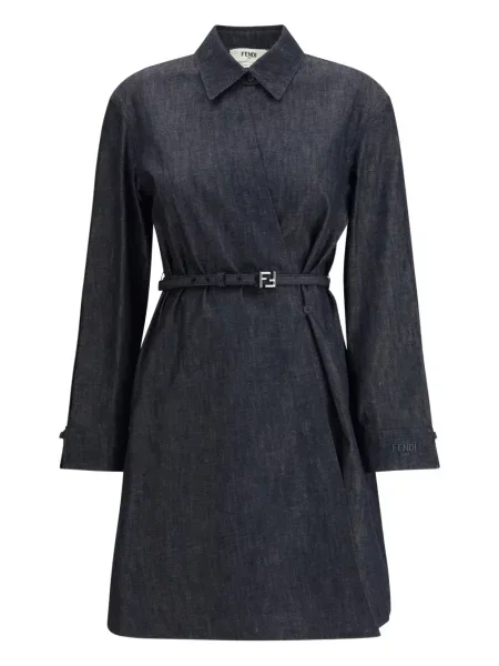 Rochie tip cămașă Fendi de costum albastru