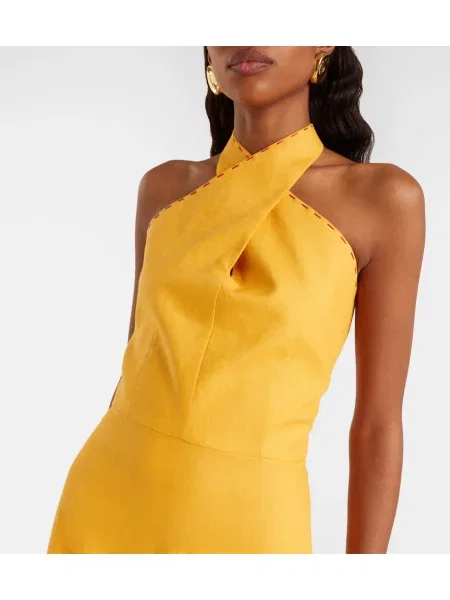 Rochie Cala De La Cruz de in cu model floral galben