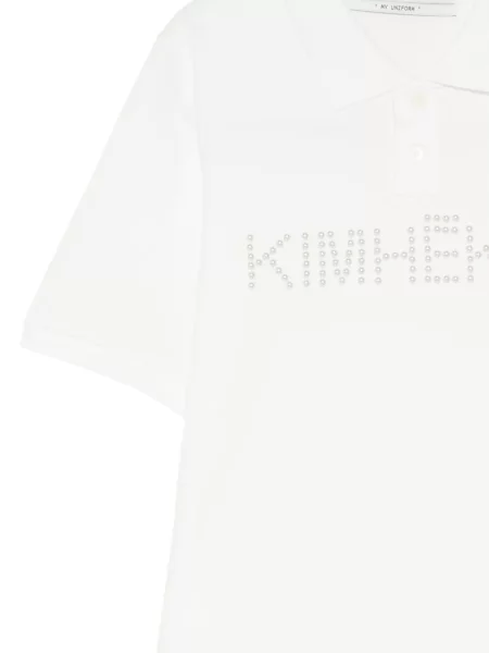 Tricou polo Kimhēkim cu perle alb