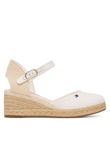Tommy Hilfiger Espadrile Mid Wedge Espad Closed Toe Écru alb