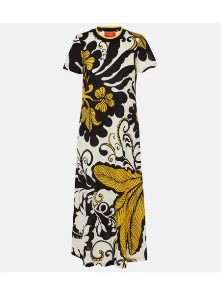 Sukienka midi La Doublej w kwiatki do kolan garniturowa niebieska