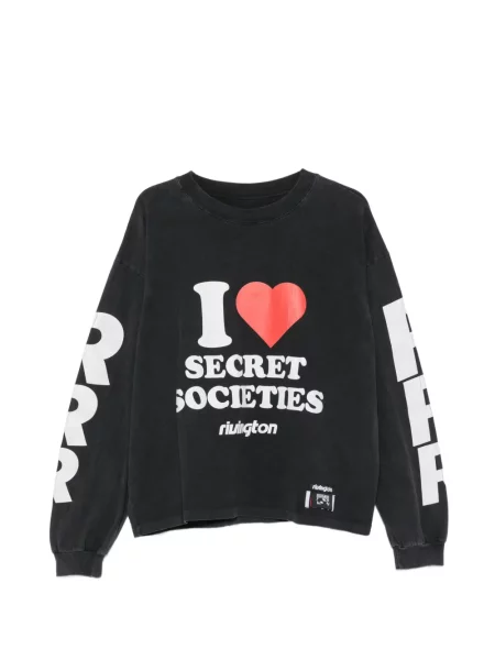 Lung tricou Rivington Roi Rebis cu imagine negru