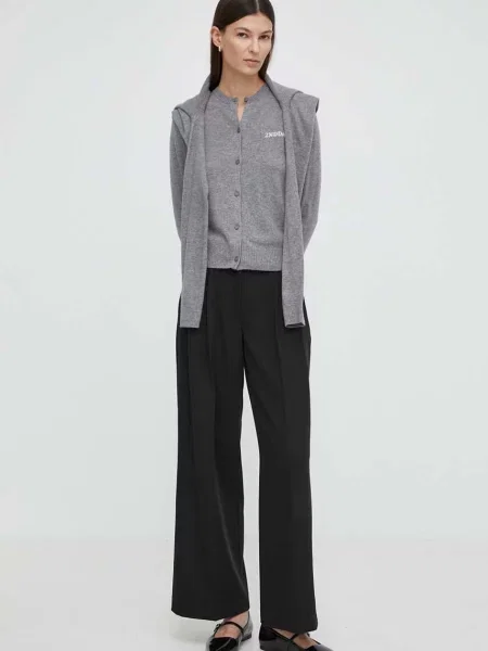 Кардиган з домішкою вовни Vinny TT Soft Wool Blen легкий сірий