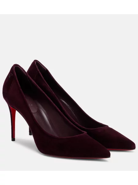 Pantofi cu toc Christian Louboutin din piele de căprioară bordo