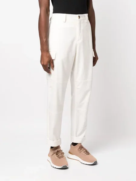 Pantaloni cargo Brunello Cucinelli conici alb