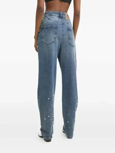 Дънки Moschino Jeans с перли синьо