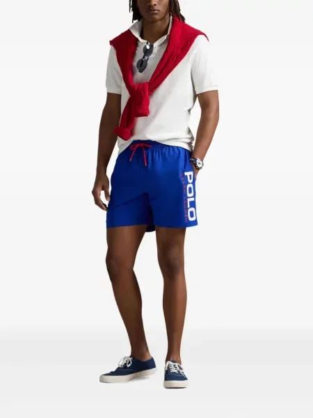 Tricou Polo Ralph Lauren din piele cu broderie în carouri maro