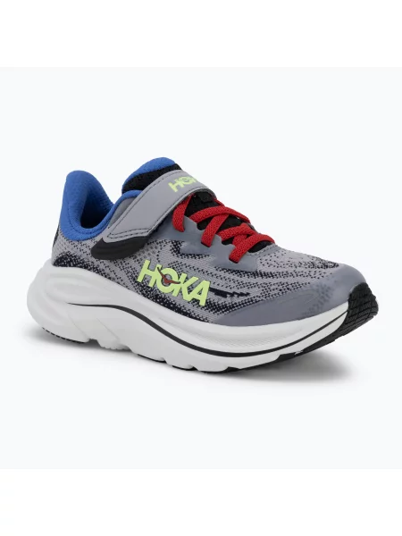 Gyermek futócipők HOKA Clifton 10 foggy grey/black. Méret: 33 EU fekete