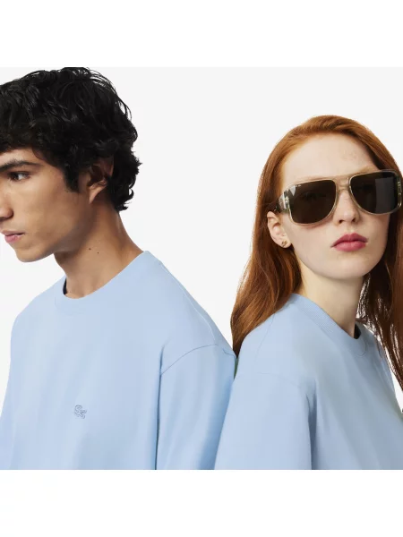 Lacoste Koszulka Z Grubego Dżerseju O Luźnym Kroju niebieski