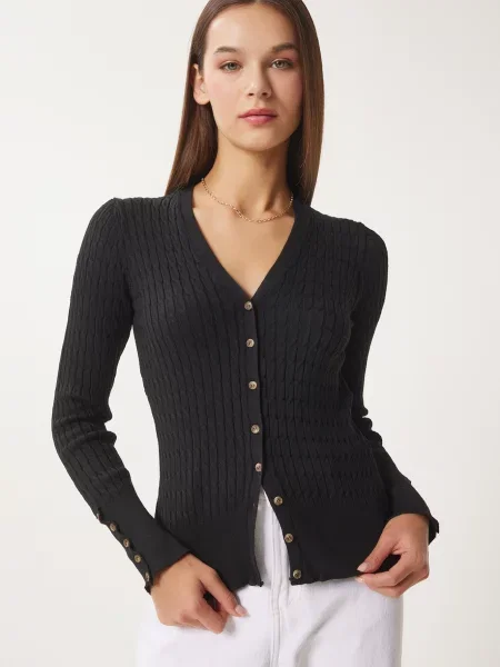 Happiness İstanbul Geacă tricotată negru