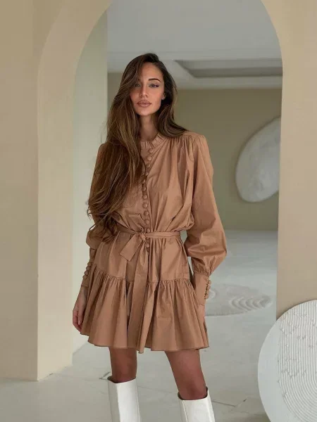 Сукня міні Milirud світло-коричневий софтшел коричнева