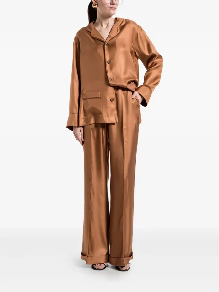 Pantaloni Tom Ford de mătase maro