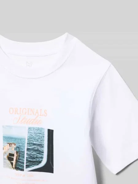 T-shirt z nadrukiem z motywem i napisem model NORREBRO' Jack & Jones biała