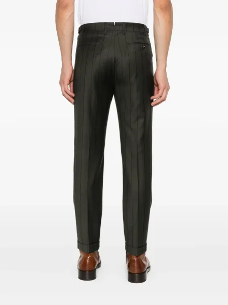 Pantaloni Berwich cu dungi plisate verde