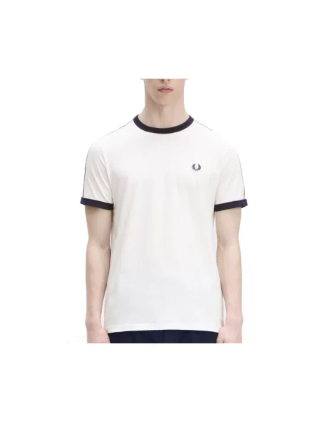 T-shirt FRED PERRY Taped Ringer T-shirt Snow White L biała